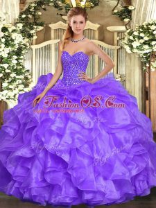 Sleeveless Beading and Ruffles Lace Up Quinceanera Dress