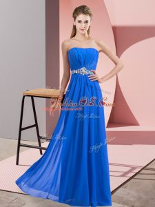 Glorious Sleeveless Floor Length Beading Lace Up Party Dress Wholesale with Blue