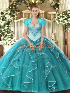 Sleeveless Lace Up Floor Length Beading 15 Quinceanera Dress