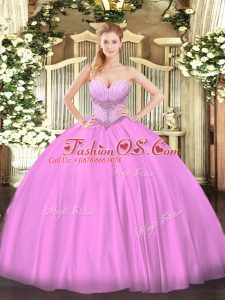 Discount Floor Length Ball Gowns Sleeveless Lilac Quinceanera Dress Lace Up