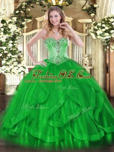 Beauteous Floor Length Green Quinceanera Dresses Sweetheart Sleeveless Lace Up