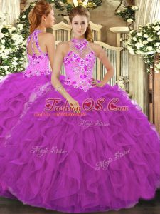 Sleeveless Beading and Embroidery and Ruffles Lace Up Quinceanera Gowns