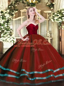 Clearance Tulle Sleeveless Floor Length Quinceanera Gowns and Ruffled Layers