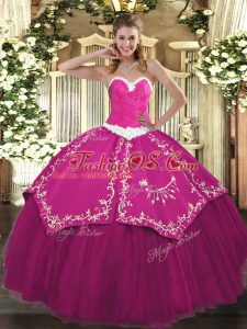 On Sale Fuchsia Quinceanera Dresses Military Ball and Sweet 16 and Quinceanera with Appliques and Embroidery Sweetheart Sleeveless Lace Up