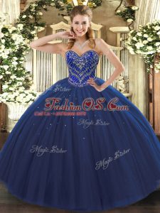 Comfortable Floor Length Ball Gowns Sleeveless Navy Blue 15 Quinceanera Dress Lace Up