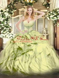 Floor Length Olive Green Quinceanera Gown Sweetheart Sleeveless Lace Up