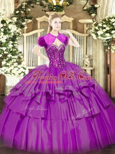 Admirable Ball Gowns 15 Quinceanera Dress Fuchsia Sweetheart Organza and Taffeta Sleeveless Floor Length Lace Up