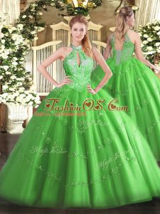 Sweet Sleeveless Lace Up Floor Length Beading Quince Ball Gowns