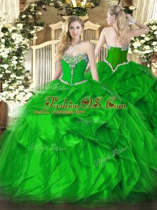Exceptional Floor Length Ball Gowns Sleeveless Green Quinceanera Gown Lace Up