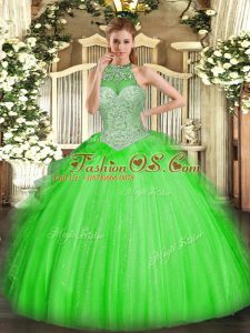 Exquisite Lace Up 15 Quinceanera Dress Beading and Ruffles Sleeveless Floor Length