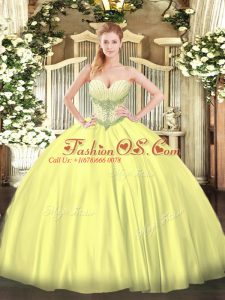 Sweetheart Sleeveless Satin Sweet 16 Quinceanera Dress Beading Lace Up