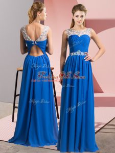 Chiffon Sleeveless Floor Length Party Dress for Girls and Beading