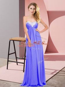 Sleeveless Chiffon Floor Length Lace Up Prom Party Dress in Lavender with Ruching