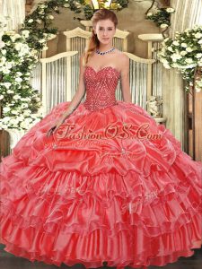 Organza Sleeveless Floor Length Quinceanera Dresses and Beading and Ruffles and Pick Ups