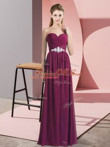 Sleeveless Floor Length Beading Backless Prom Evening Gown with Burgundy