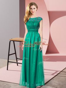 Scoop Sleeveless Tulle Party Dresses Lace Zipper