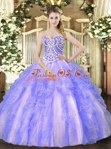 Tulle Sleeveless High Low 15 Quinceanera Dress and Beading and Ruffles