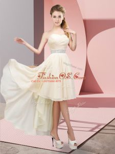 Sleeveless Lace Up High Low Beading Dress for Prom