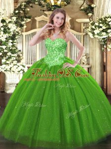Sequined Sleeveless Floor Length Sweet 16 Dress and Appliques