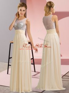 Colorful Champagne Scoop Side Zipper Beading Prom Dresses Sleeveless