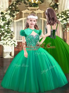 New Arrival Turquoise Pageant Dress for Womens Party and Quinceanera with Beading Straps Sleeveless Lace Up