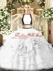Excellent White Sleeveless Tulle Zipper Vestidos de Quinceanera for Military Ball and Sweet 16 and Quinceanera