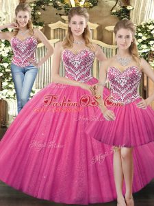 Flare Tulle Sleeveless Floor Length Quinceanera Gowns and Beading