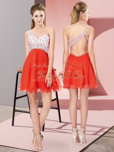Red Sleeveless Chiffon Criss Cross Prom Gown for Prom and Party