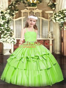 Super Beading and Lace Glitz Pageant Dress Zipper Sleeveless Floor Length