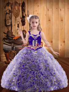 Hot Selling Sleeveless Lace Up Floor Length Embroidery and Ruffles Pageant Dress Womens