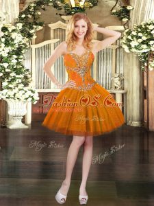 Ball Gowns Prom Dresses Orange Sweetheart Tulle Sleeveless Mini Length Lace Up