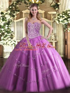 Unique Sleeveless Beading Lace Up Quinceanera Gown