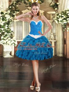 Organza Sleeveless Mini Length Prom Dress and Appliques and Ruffles