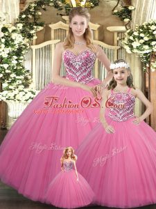 Luxurious Sleeveless Beading Lace Up Quinceanera Gown
