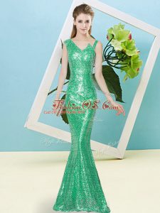 Floor Length Turquoise Prom Party Dress Asymmetric Sleeveless Zipper