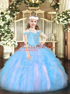 Fancy Sleeveless Beading and Ruffles Lace Up Pageant Dress Wholesale