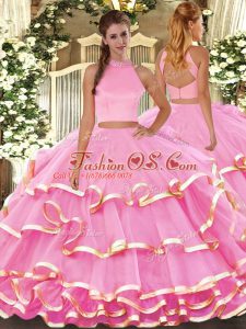 Sleeveless Beading and Ruffled Layers Backless Sweet 16 Quinceanera Dress