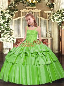 Floor Length Ball Gowns Sleeveless Yellow Green Pageant Dress for Teens Lace Up