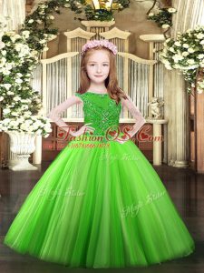 Wonderful Scoop Zipper Beading Pageant Gowns For Girls Sleeveless