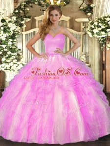 Charming Floor Length Ball Gowns Sleeveless Lilac Vestidos de Quinceanera Lace Up