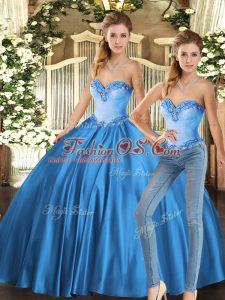 Floor Length Two Pieces Sleeveless Baby Blue Sweet 16 Quinceanera Dress Lace Up