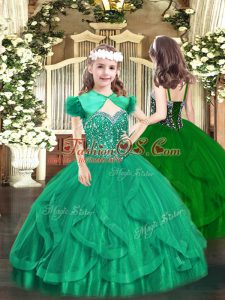 Sleeveless Beading and Ruffles Lace Up Child Pageant Dress