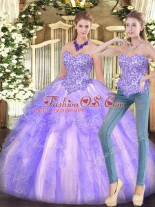 Sleeveless Appliques and Ruffles Lace Up Quinceanera Gowns