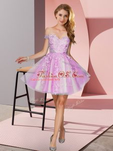 Pretty Tulle Sleeveless Mini Length Bridesmaid Dress and Appliques
