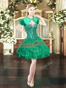 Best Selling Mini Length Ball Gowns Sleeveless Dark Green Lace Up