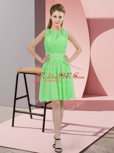 Dazzling Knee Length Empire Sleeveless Apple Green Dama Dress Zipper