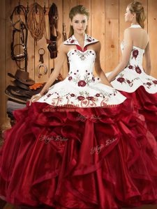 Pretty Sleeveless Embroidery and Ruffles Lace Up Sweet 16 Quinceanera Dress