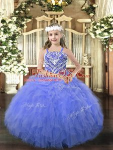 Floor Length Ball Gowns Sleeveless Blue Pageant Dress Wholesale Lace Up