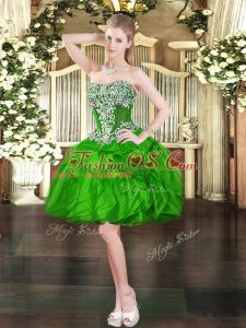 Green Prom Party Dress Prom and Party with Beading and Ruffles Sweetheart Sleeveless Lace Up
