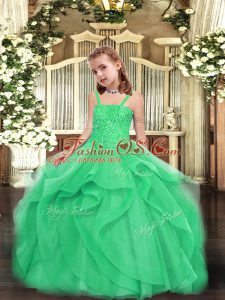 Stunning Sleeveless Beading and Ruffles Lace Up Pageant Dress Wholesale